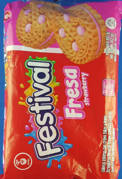 FESTIVAL Doppelkeks Erbere-​Geschmack Galletas Sabor de Frese 403g